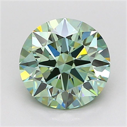 Picture of Lab Grown Diamond 1.88 Carats, Round with Ideal Cut, Fancy Vivid Green Color, VVS2 Clarity and Certified by IGI