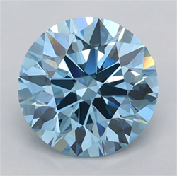 Picture of Lab Grown Diamond 1.94 Carats, Round with Ideal Cut, Fancy Vivid Blue Color, VVS2 Clarity and Certified by IGI