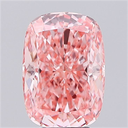 Picture of Lab Grown Diamond 4.07 Carats, CUSHION MODIFIED with  Cut, Fancy Vivid Pink Color, VVS2 Clarity and Certified by IGI