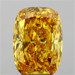 Picture of Lab Grown Diamond 3.74 Carats, Cushion with  Cut, Fancy Vivid Yellow Color, VS1 Clarity and Certified by IGI