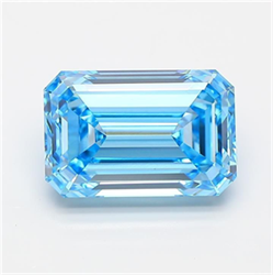 Picture of Lab Grown Diamond 4.01 Carats, Emerald with  Cut, Fancy Vivid Blue Color, VS1 Clarity and Certified by IGI