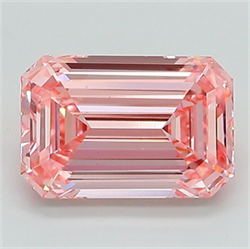 Picture of Lab Grown Diamond 1.67 Carats, Emerald with  Cut, Fancy Vivid Pink Color, VVS2 Clarity and Certified by IGI