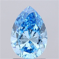 Picture of Lab Grown Diamond 1.51 Carats, Pear with  Cut, Fancy Vivid Blue Color, VVS2 Clarity and Certified by IGI