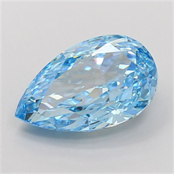 Picture of Lab Grown Diamond 4.07 Carats, Pear with  Cut, Fancy Vivid Blue Color, VVS2 Clarity and Certified by IGI