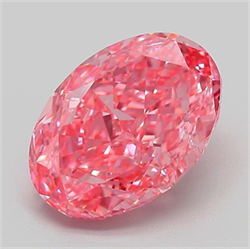 Picture of Lab Grown Diamond 3.09 Carats, Oval with  Cut, Fancy Vivid Pink Color, VVS2 Clarity and Certified by IGI