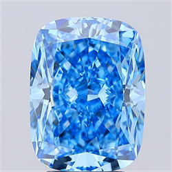 Picture of Lab Grown Diamond 3.52 Carats, CUSHION MODIFIED with  Cut, Fancy Vivid Blue Color, VS1 Clarity and Certified by IGI
