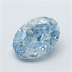 Picture of Lab Grown Diamond 1.50 Carats, Oval with  Cut, Fancy Vivid Blue Color, VVS1 Clarity and Certified by IGI