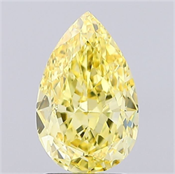 Picture of Lab Grown Diamond 2.55 Carats, Pear with  Cut, Fancy Intense Yellow Color, VS1 Clarity and Certified by IGI