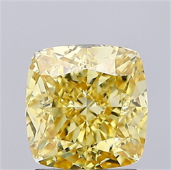 Picture of Lab Grown Diamond 2.07 Carats, CUSHION MODIFIED with  Cut, Fancy Vivid Yellow Color, VS1 Clarity and Certified by IGI