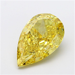 Picture of Lab Grown Diamond 4.03 Carats, Pear with  Cut, Fancy Vivid Yellow Color, VS1 Clarity and Certified by IGI