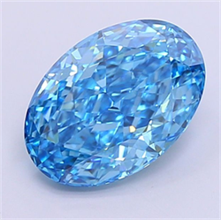 Picture of Lab Grown Diamond 2.56 Carats, Oval with  Cut, Fancy Vivid Blue Color, VVS2 Clarity and Certified by IGI