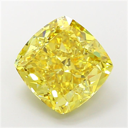 Picture of Lab Grown Diamond 7.05 Carats, CUSHION MODIFIED with  Cut, Fancy Vivid Yellow Color, VS1 Clarity and Certified by IGI