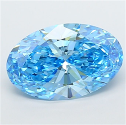Picture of Lab Grown Diamond 5.01 Carats, Oval with  Cut, Fancy Vivid Blue Color, VVS2 Clarity and Certified by IGI