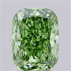 Picture of Lab Grown Diamond 3.77 Carats, CUSHION MODIFIED with  Cut, Fancy Vivid Green Color, VVS2 Clarity and Certified by IGI