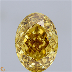 Picture of Lab Grown Diamond 10.07 Carats, Oval with  Cut, Fancy Vivid Yellow Color, VS1 Clarity and Certified by IGI