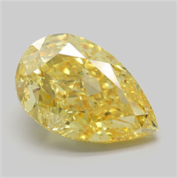Picture of Lab Grown Diamond 6.05 Carats, Pear with  Cut, Fancy Vivid Yellow Color, VS2 Clarity and Certified by IGI