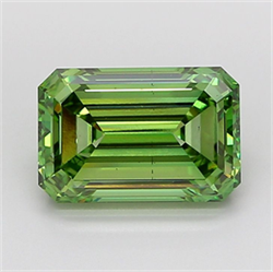 Picture of Lab Grown Diamond 5.41 Carats, Emerald with  Cut, Fancy Vivid Green Color, VS2 Clarity and Certified by IGI