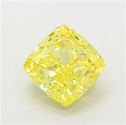 Picture of Lab Grown Diamond 2.07 Carats, CUSHION MODIFIED with  Cut, Fancy Vivid Yellow Color, VVS2 Clarity and Certified by IGI