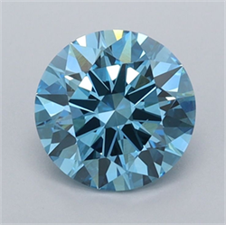 Picture of Lab Grown Diamond 1.35 Carats, Round with Ideal Cut, Fancy Vivid Blue Color, VVS2 Clarity and Certified by IGI
