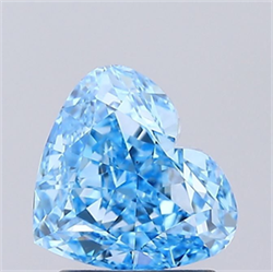 Picture of Lab Grown Diamond 1.51 Carats, Heart with  Cut, Fancy Vivid Blue Color, VS1 Clarity and Certified by IGI