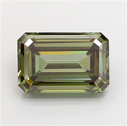 Picture of Lab Grown Diamond 4.08 Carats, Emerald with  Cut, Fancy Vivid Green Color, VS1 Clarity and Certified by IGI