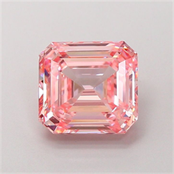 Picture of Lab Grown Diamond 1.92 Carats, Emerald with  Cut, Fancy Vivid Pink Color, VVS2 Clarity and Certified by IGI