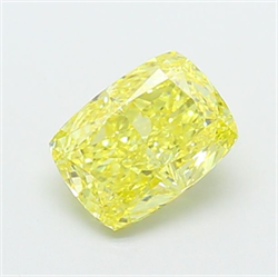 Picture of Lab Grown Diamond 1.21 Carats, CUSHION MODIFIED with  Cut, Fancy Vivid Yellow Color, VS2 Clarity and Certified by IGI
