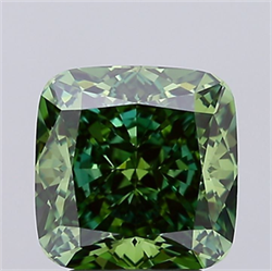 Picture of Lab Grown Diamond 3.40 Carats, CUSHION MODIFIED with  Cut, Fancy Vivid Green Color, VVS2 Clarity and Certified by IGI