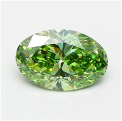 Picture of Lab Grown Diamond 3.53 Carats, Oval with  Cut, Fancy Vivid Green Color, VVS2 Clarity and Certified by IGI
