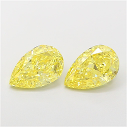 Picture of Lab Grown Diamond 1.58 Carats, Pear with  Cut, Fancy Vivid Yellow Color, VS2 Clarity and Certified by IGI