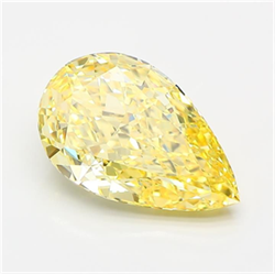 Picture of Lab Grown Diamond 4.15 Carats, Pear with  Cut, Fancy Intense Yellow Color, VS1 Clarity and Certified by IGI