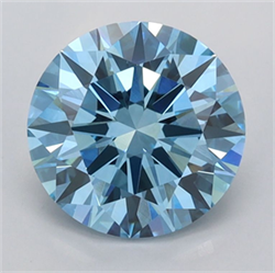 Picture of Lab Grown Diamond 2.02 Carats, Round with Ideal Cut, Fancy Vivid Blue Color, VVS2 Clarity and Certified by IGI