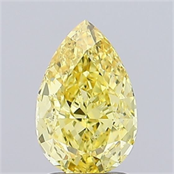 Picture of Lab Grown Diamond 1.83 Carats, Pear with  Cut, Fancy Vivid Yellow Color, VS1 Clarity and Certified by IGI
