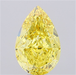 Picture of Lab Grown Diamond 7.55 Carats, Pear with  Cut, Fancy Vivid Yellow Color, VS1 Clarity and Certified by IGI