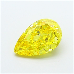 Picture of Lab Grown Diamond 1.52 Carats, Pear with  Cut, Fancy Vivid Yellow Color, VS1 Clarity and Certified by IGI