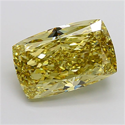 Picture of Lab Grown Diamond 11.08 Carats, CUSHION MODIFIED with  Cut, Fancy Intense Yellow Color, VS2 Clarity and Certified by IGI