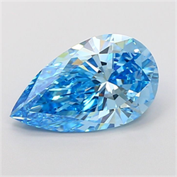 Picture of Lab Grown Diamond 3.07 Carats, Pear with  Cut, Fancy Vivid Blue Color, VVS2 Clarity and Certified by IGI
