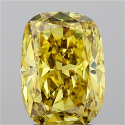 Picture of Lab Grown Diamond 2.41 Carats, CUSHION MODIFIED with  Cut, Fancy Vivid Yellow Color, VS1 Clarity and Certified by IGI
