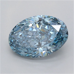 Picture of Lab Grown Diamond 1.56 Carats, Oval with  Cut, Fancy Vivid Blue Color, FL Clarity and Certified by IGI