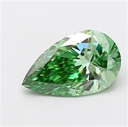 Picture of Lab Grown Diamond 1.53 Carats, Pear with  Cut, Fancy Vivid Green Color, VS2 Clarity and Certified by IGI