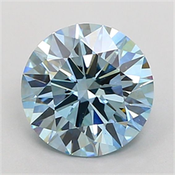Picture of Lab Grown Diamond 1.50 Carats, Round with Ideal Cut, Fancy Vivid Blue Color, VS1 Clarity and Certified by IGI