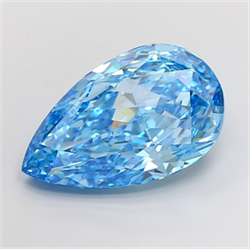 Picture of Lab Grown Diamond 15.06 Carats, Pear with  Cut, Fancy Vivid Blue Color, VS1 Clarity and Certified by IGI