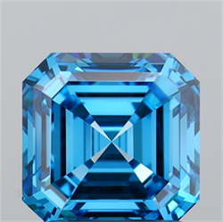 Picture of Lab Grown Diamond 1.55 Carats, Asscher with  Cut, Fancy Vivid Blue Color, VVS2 Clarity and Certified by IGI