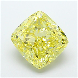 Picture of Lab Grown Diamond 6.05 Carats, CUSHION MODIFIED with  Cut, Fancy Intense Yellow Color, VS1 Clarity and Certified by IGI