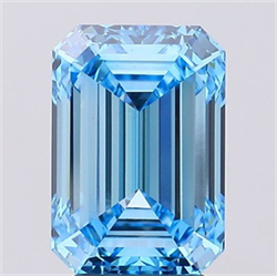 Picture of Lab Grown Diamond 3.95 Carats, Emerald with  Cut, Fancy Intense Blue Color, VS1 Clarity and Certified by IGI