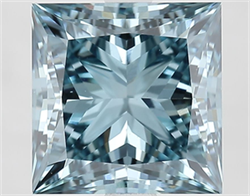Picture of Lab Grown Diamond 3.20 Carats, Princess with  Cut, Fancy Vivid Blue Color, VS1 Clarity and Certified by IGI