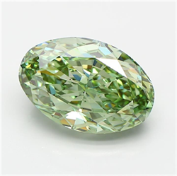 Picture of Lab Grown Diamond 6.23 Carats, Oval with  Cut, Fancy Vivid Green Color, VS2 Clarity and Certified by IGI
