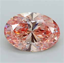 Picture of Lab Grown Diamond 7.01 Carats, Oval with  Cut, Fancy Vivid Pink Color, VS2 Clarity and Certified by IGI