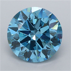 Picture of Lab Grown Diamond 2.00 Carats, Round with Ideal Cut, Fancy Vivid Blue Color, VVS2 Clarity and Certified by IGI