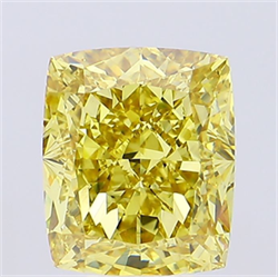 Picture of Lab Grown Diamond 8.03 Carats, CUSHION MODIFIED with  Cut, Fancy Vivid Yellow Color, VS1 Clarity and Certified by IGI